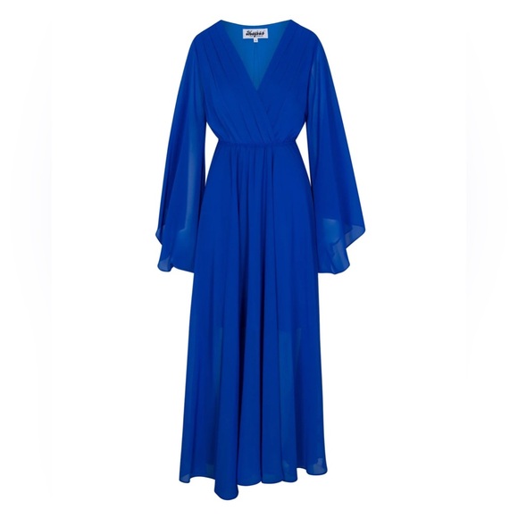 NWT Meghan LA Women’s Royal Blue 70’s Boho Sunset Maxi Dress Size Small - Picture 3 of 12